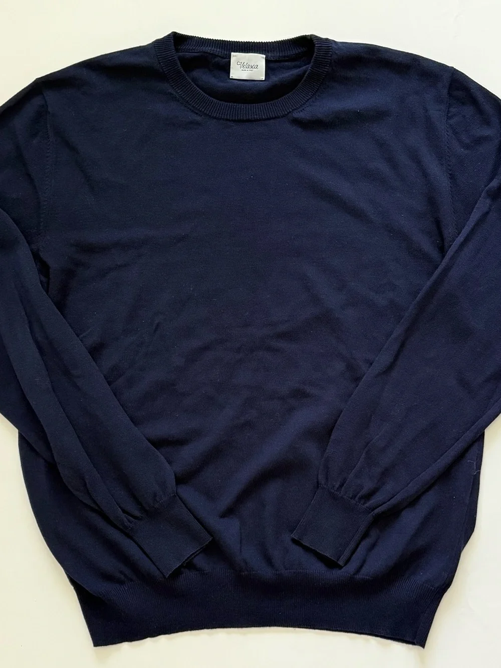 Velasca Luxury Men’s IT 52 Navy Cotton Knit Crewneck Pullover Sweater
